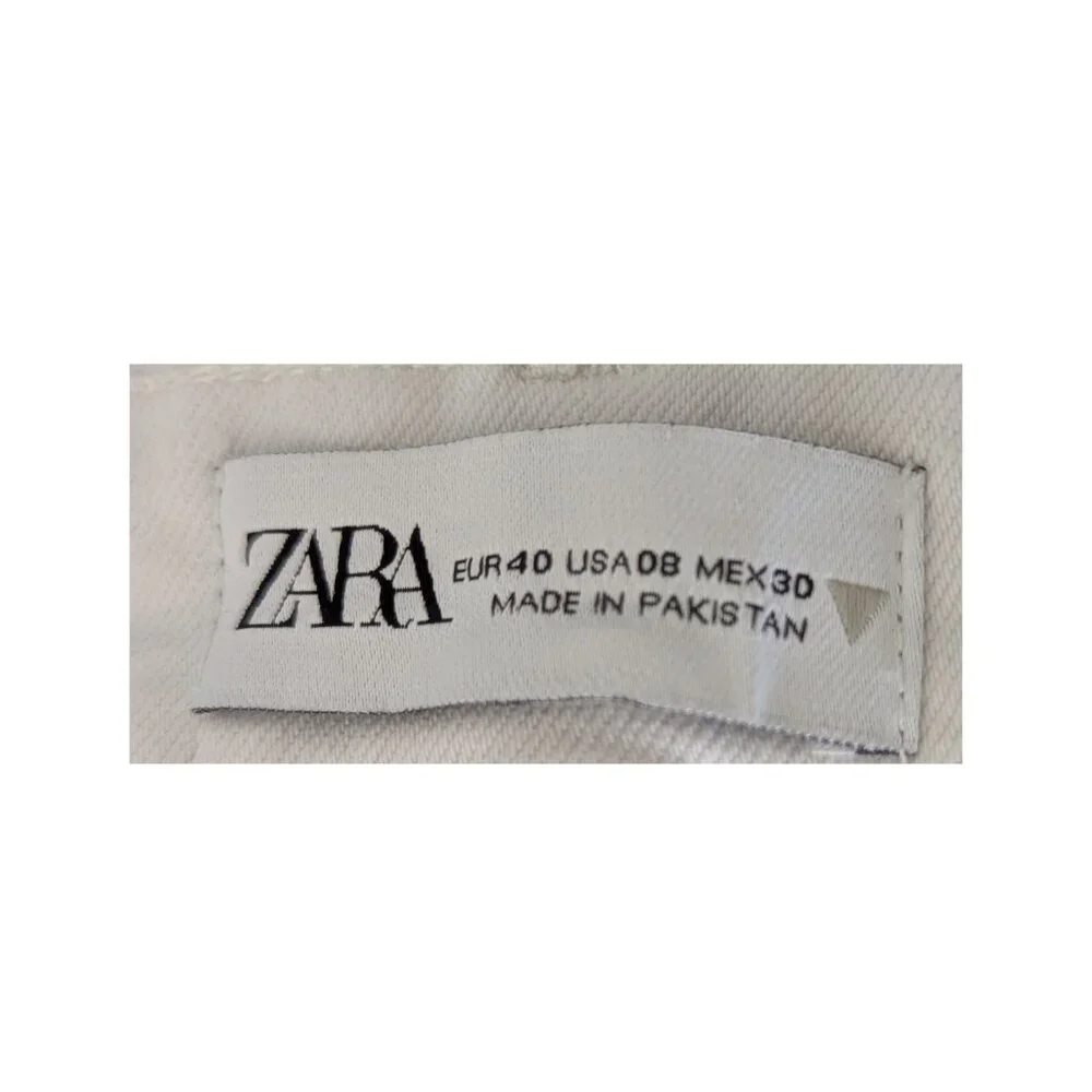 ZARA White Straight Crop Jeans – Size 8 – Join Life – Raw Hem – Preowned - Picture 4 of 7